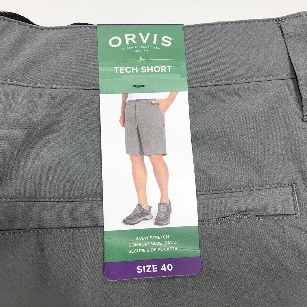 Orvis Mens Tech Shorts 40 Gray 4-Way Stretch Lightweight Hiking Golf New NWT - Picture 6 of 7